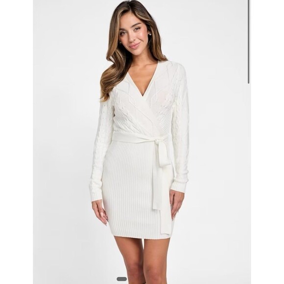 Guess Aria White Cable-Knit Dress Size Small - Picture 1 of 12